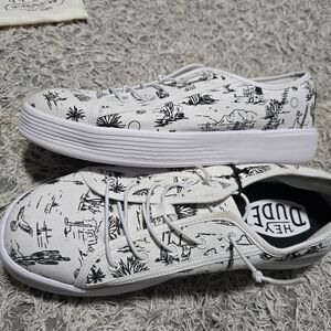 White and Black Graphic Sneakers